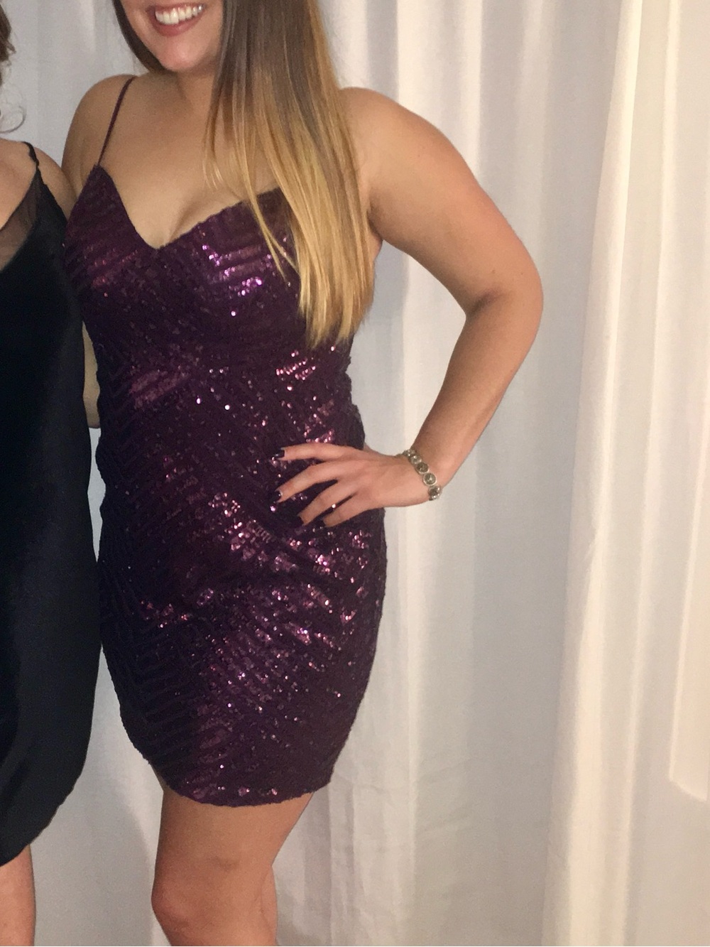 Charlotte Russe Y2K Purple Sequin Formal Mini Dress Mermaidcore Medium - Picture 1 of 5